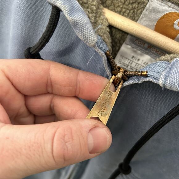 Vintage Carhartt Sherpa Hooded Detroit Jacket “Country Blue” - Picture 12 of 13